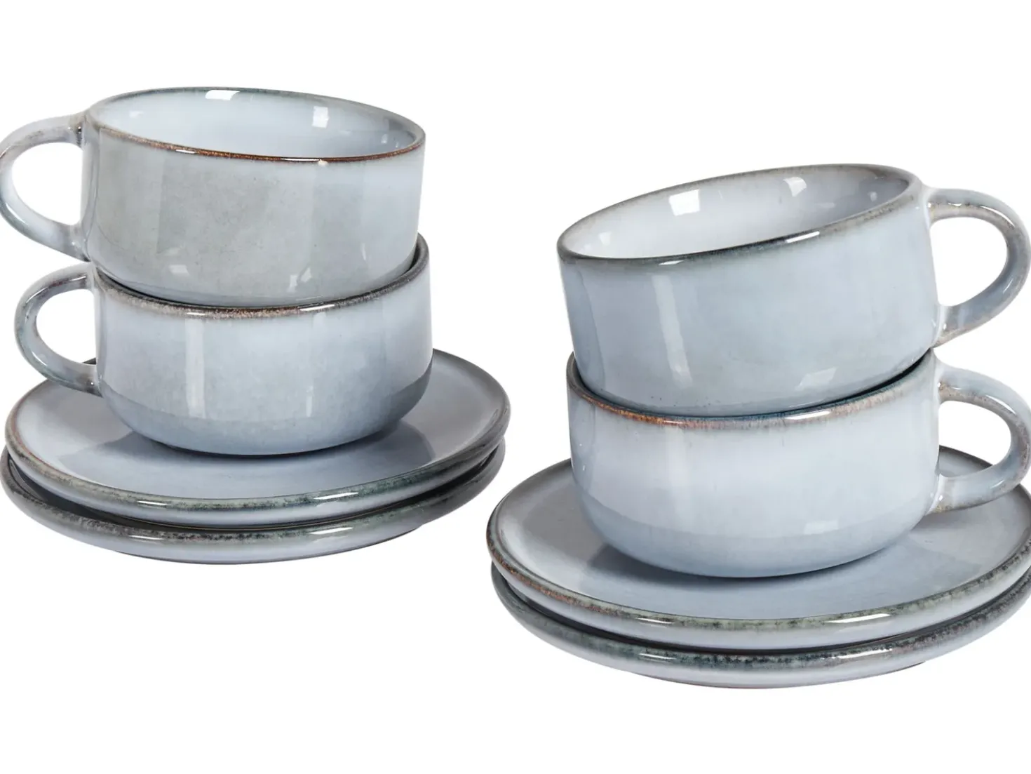 Set di 4 tazze con piattini JUNIPER Gres porcellanato Azzurro