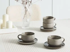 Set di 4 tazze con piattini COSTMARY Gres porcellanato Grigio