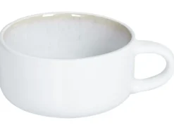 Set di 8 tazze con piattini SESAME Gres porcellanato Bianco sporco