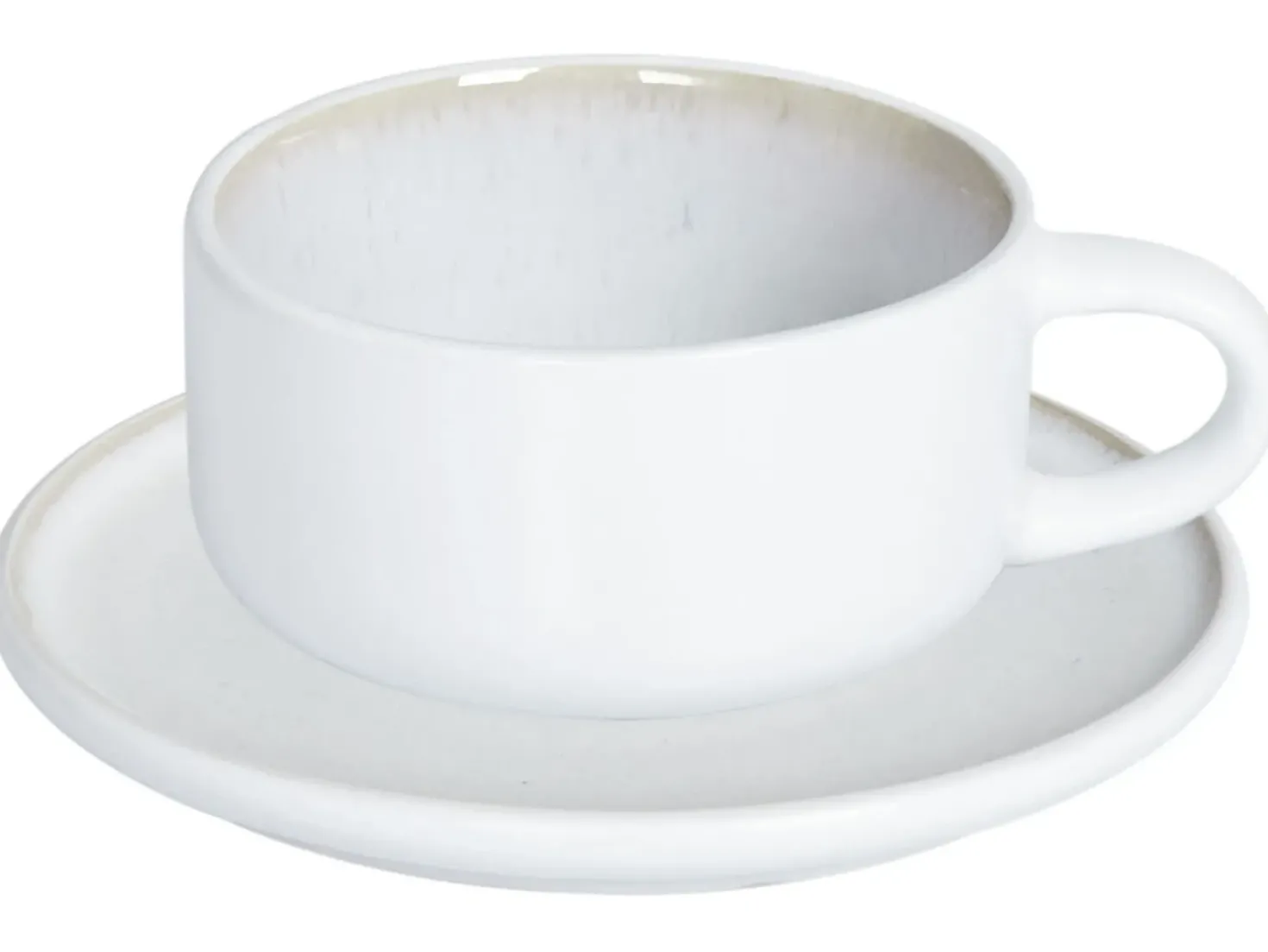 Set di 8 tazze con piattini SESAME Gres porcellanato Bianco sporco