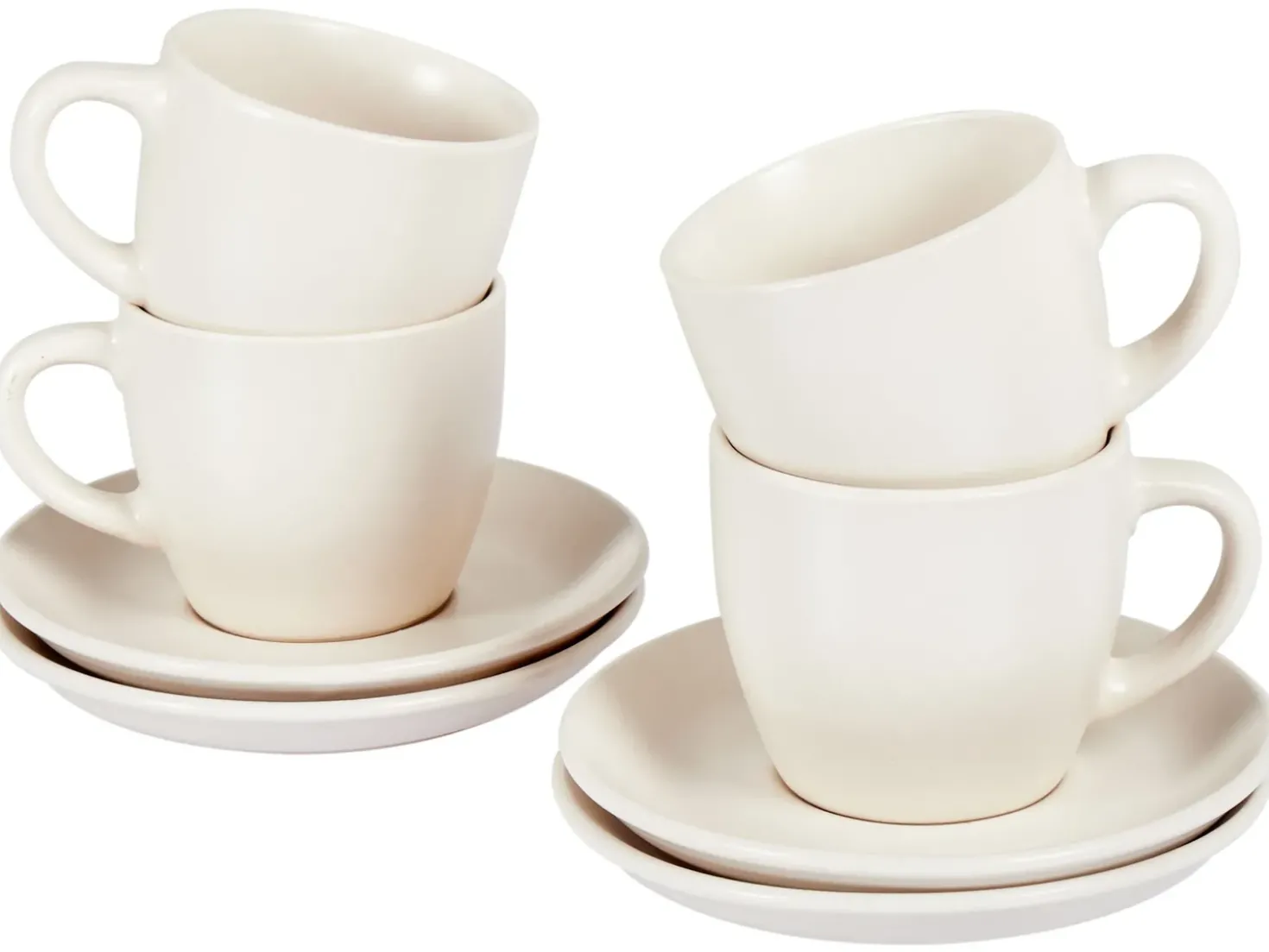 Set di 4 tazze con piattini CARAWAY Gres porcellanato Bianco sporco