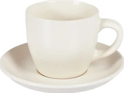 Set di 4 tazze con piattini CARAWAY Gres porcellanato Bianco sporco