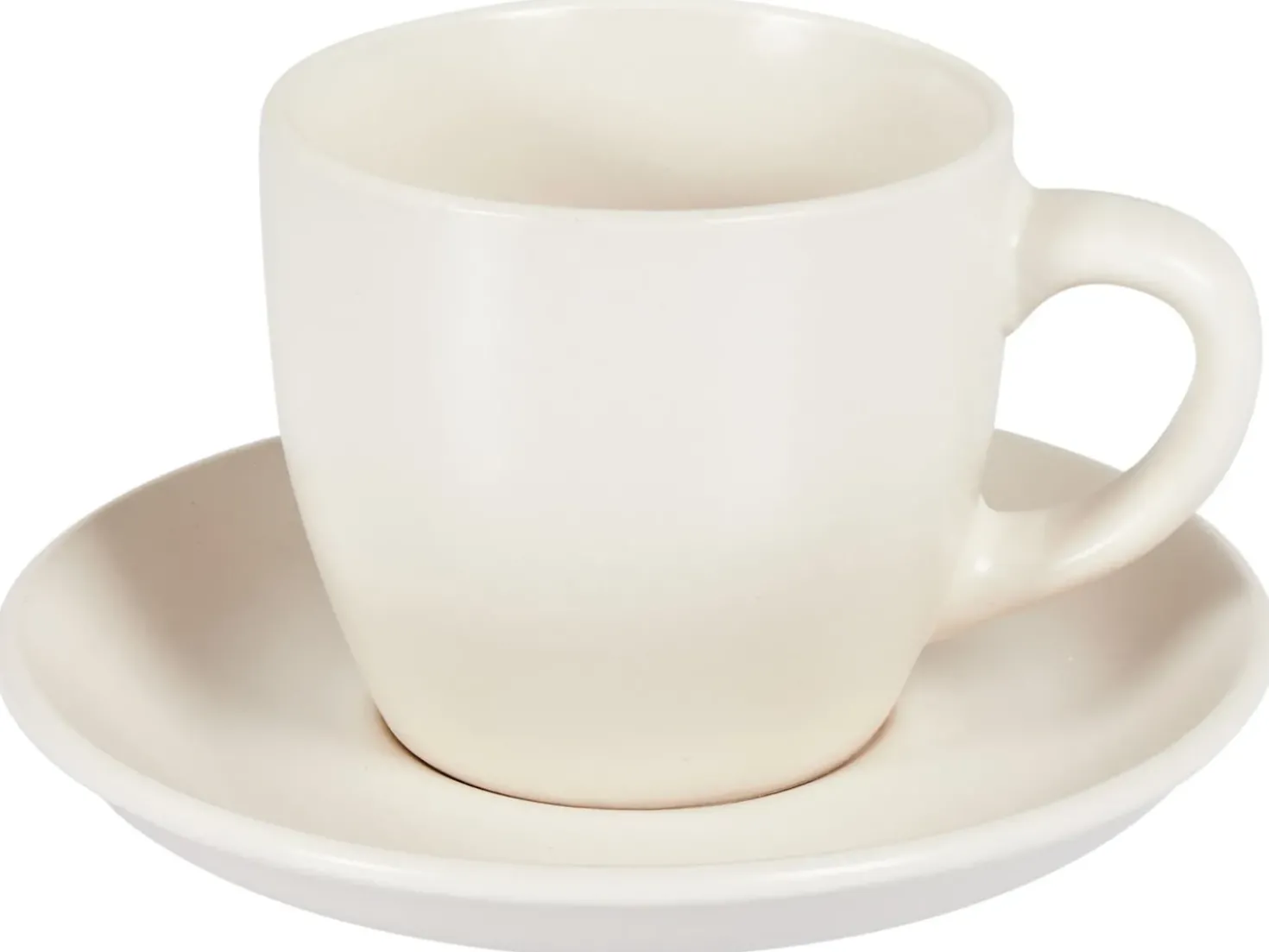 Set di 4 tazze con piattini CARAWAY Gres porcellanato Bianco sporco