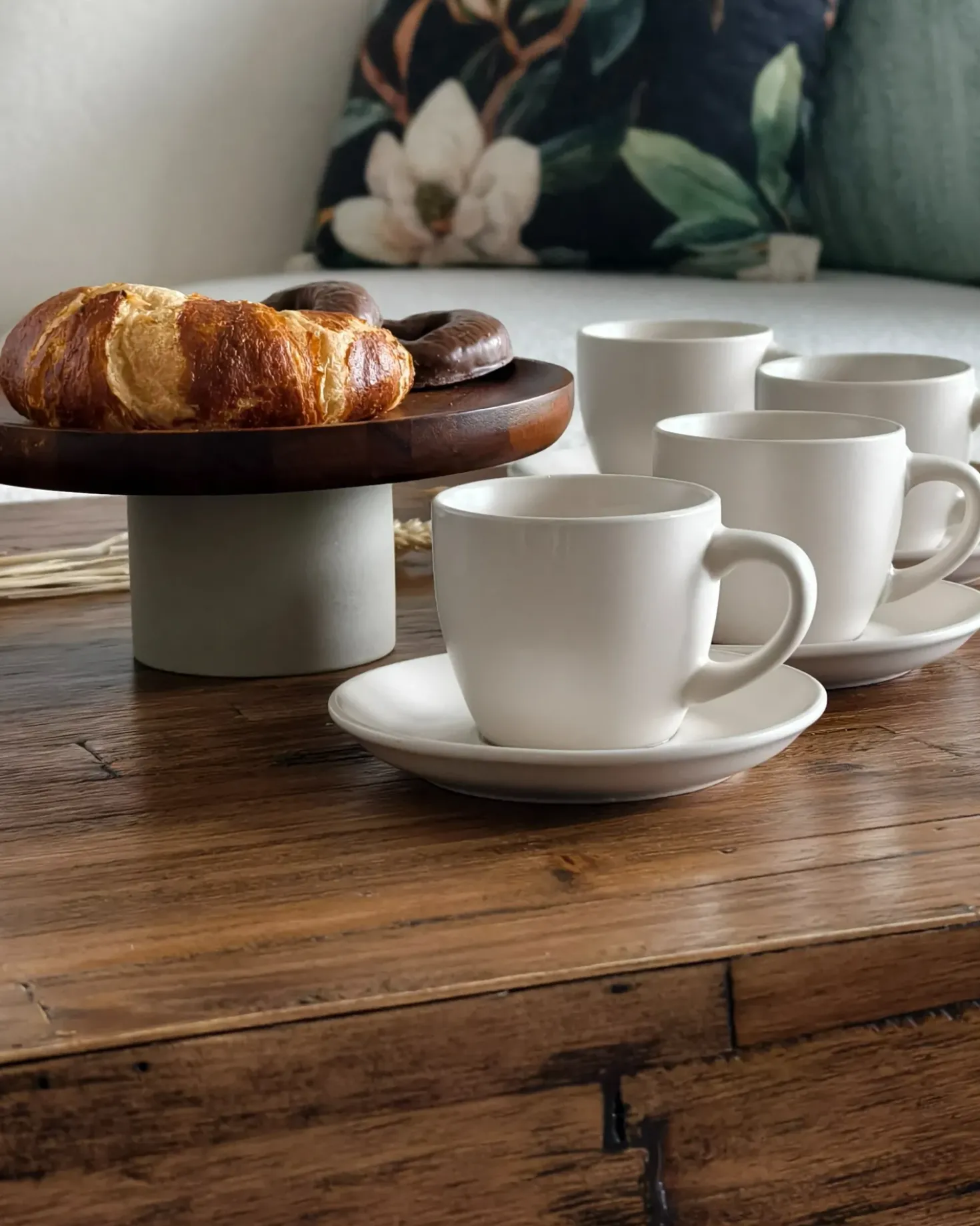Set di 4 tazze con piattini CARAWAY Gres porcellanato Bianco sporco