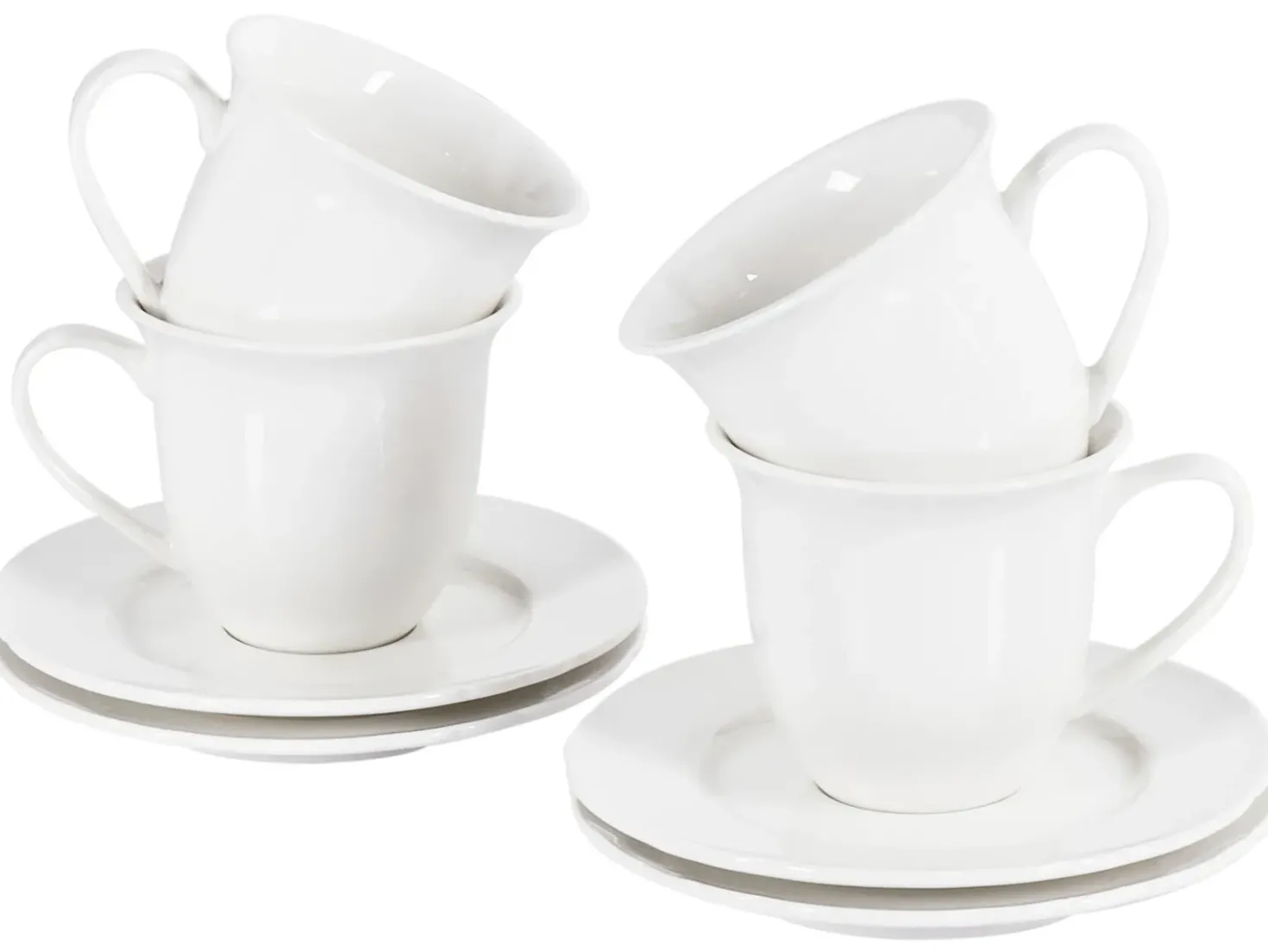 Set di 4 tazze con piattini ELDERBERRY Porcellana Bianco