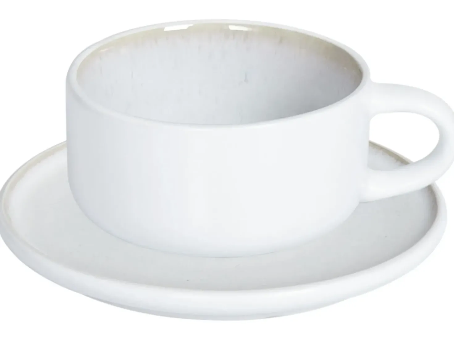 Set di 4 tazze con piattini SESAME Gres porcellanato Bianco sporco