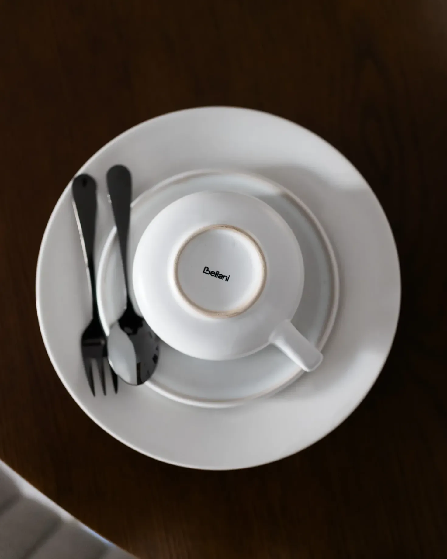 Set di 4 tazze con piattini SESAME Gres porcellanato Bianco sporco