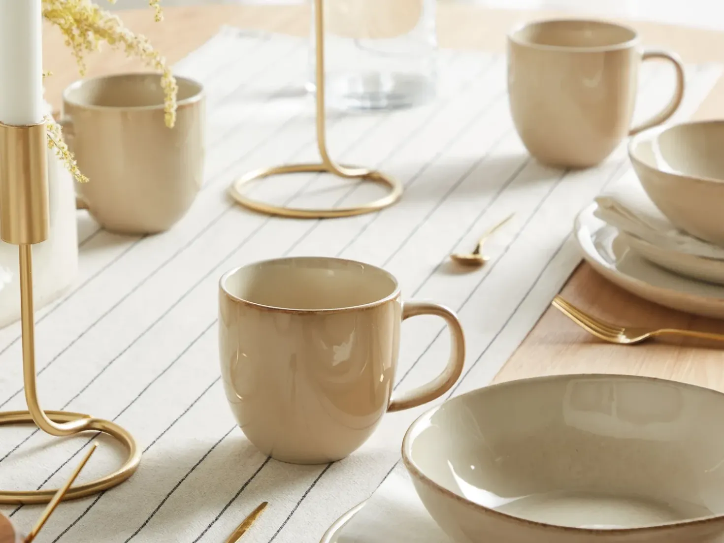 Set di 4 tazze GINSENG Gres porcellanato Beige chiaro