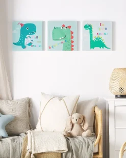 Set di 3 tele BINGUI Motivo per bambini 30 x 30 cm Multicolore