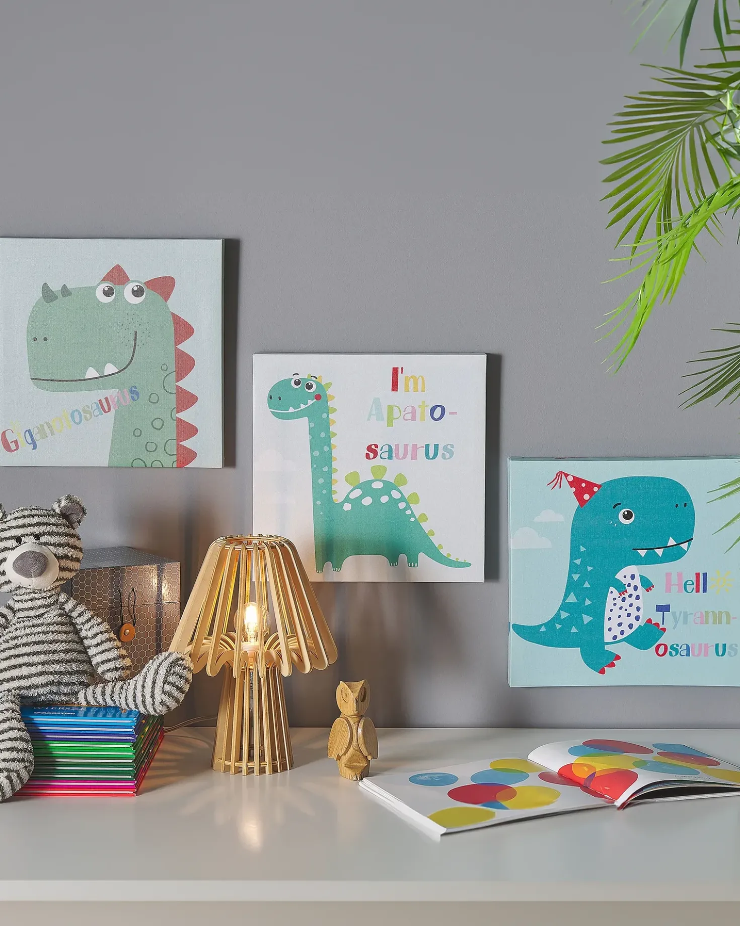 Set di 3 tele BINGUI Motivo per bambini 30 x 30 cm Multicolore