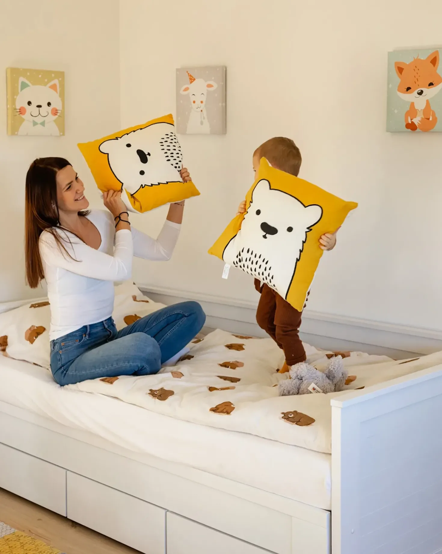 Set di 4 tele BOMBI Motivo per bambini 30 x 30 cm Multicolore