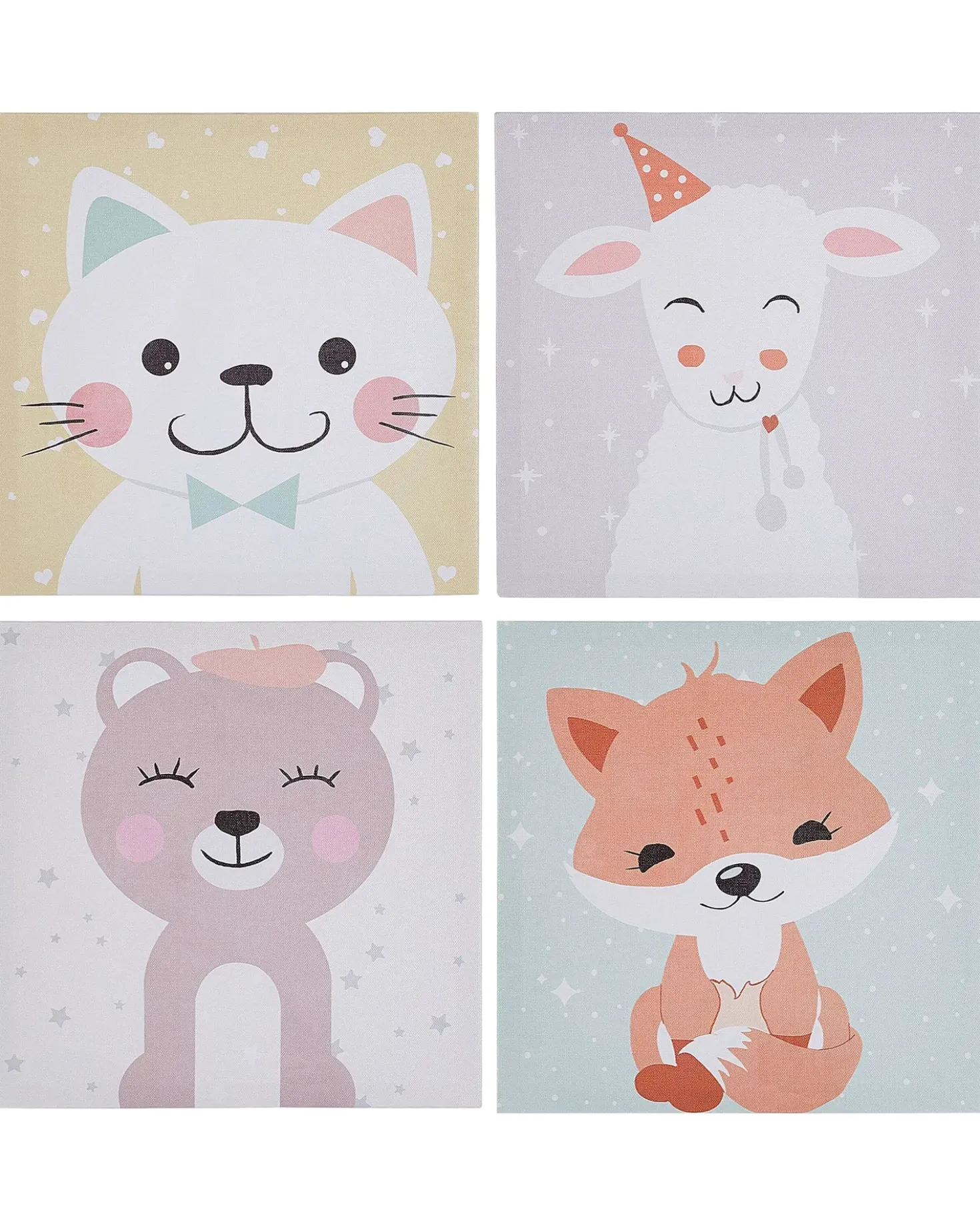 Set di 4 tele BOMBI Motivo per bambini 30 x 30 cm Multicolore