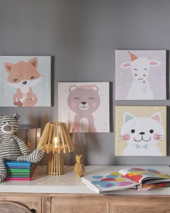 Set di 4 tele BOMBI Motivo per bambini 30 x 30 cm Multicolore