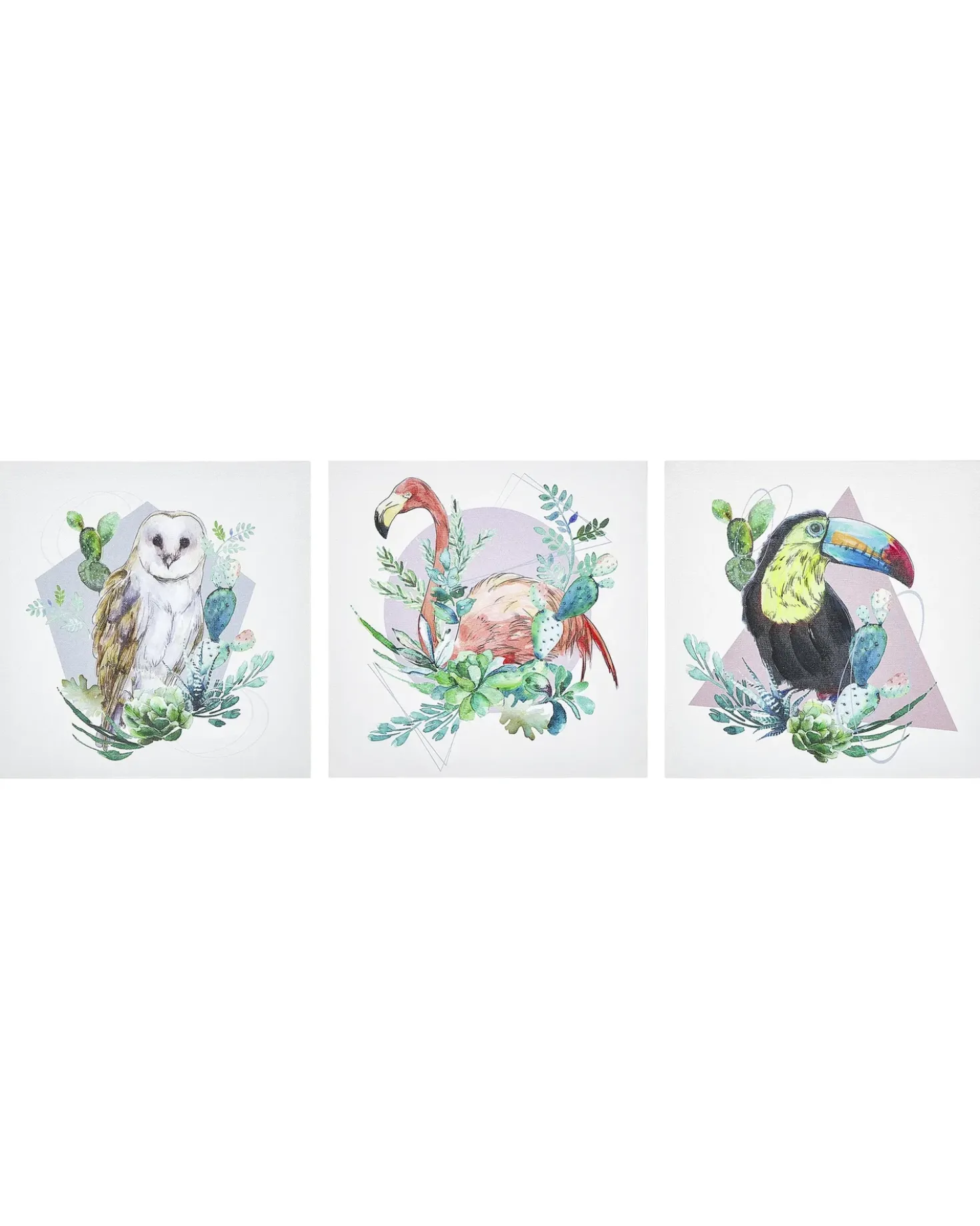 Set di 3 tele MENAKA Motivo animale 30 x 30 cm Multicolore