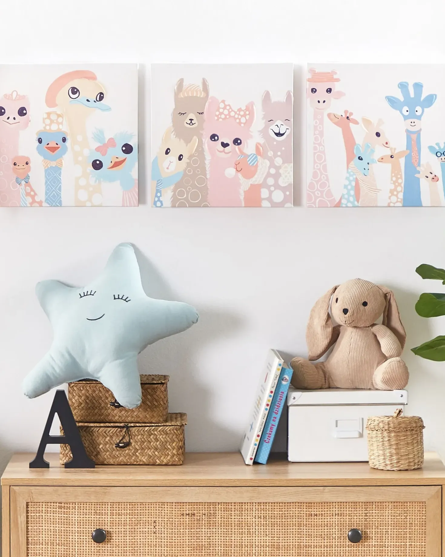 Set di 3 tele TILLIA Motivo animale 30 x 30 cm Multicolore