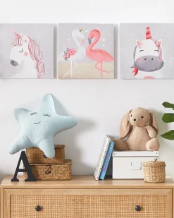 Set di 3 tele TIMIA Motivo animale 30 x 30 cm Grigio