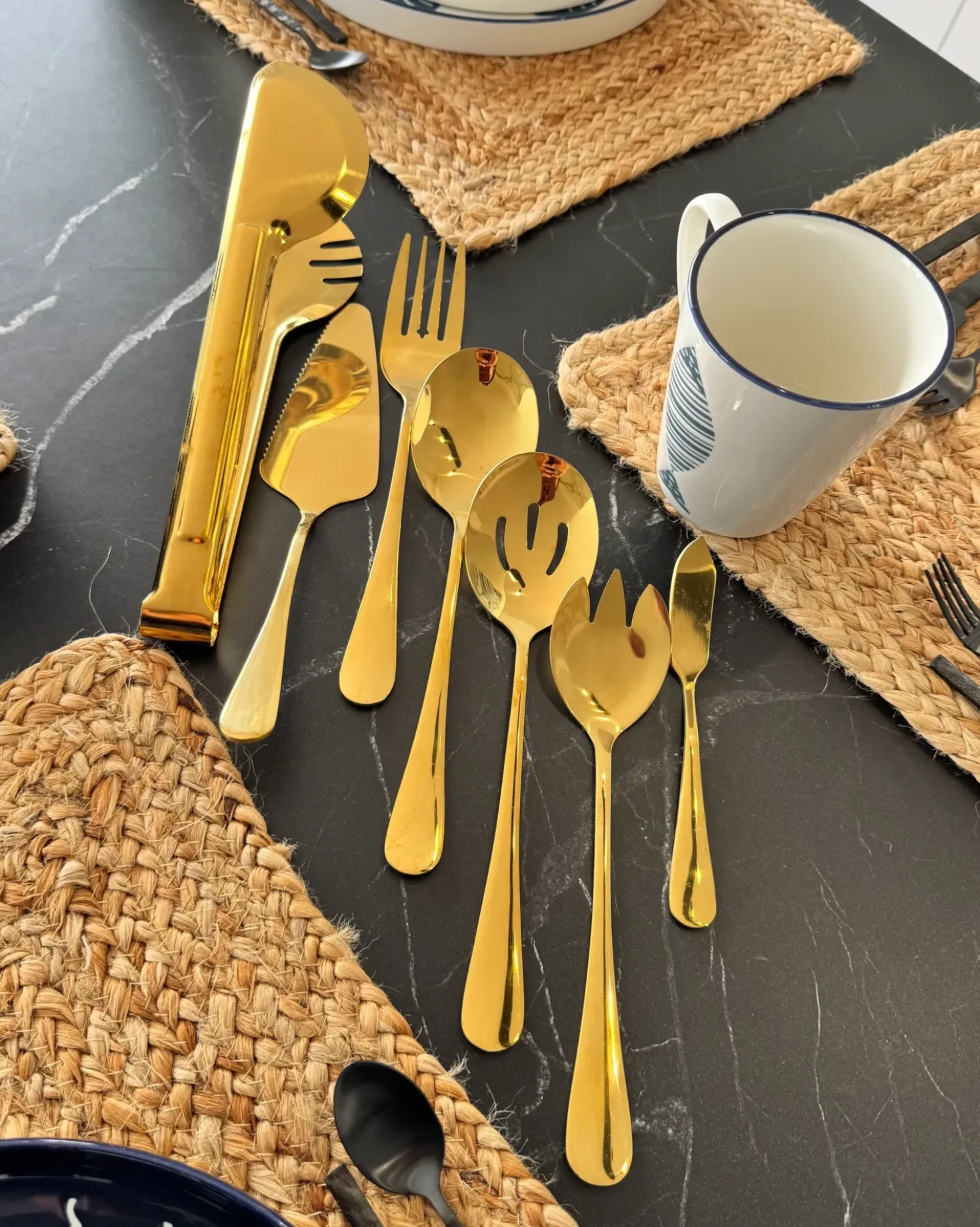 Set di 7 utensili da cucina ZITI Oro