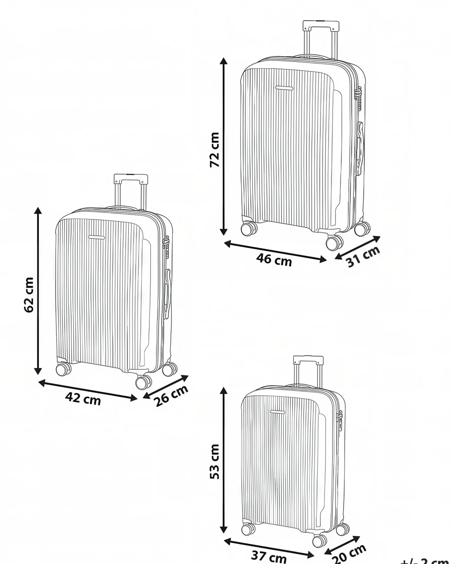 Set di 3 valigie rigide TONSAI Bianco sporco