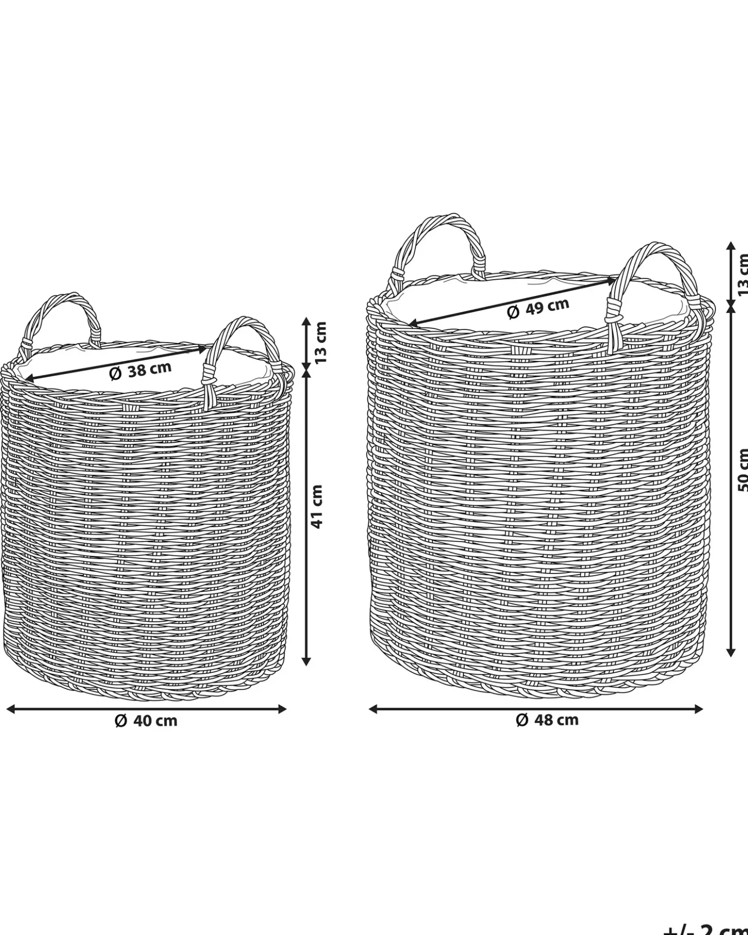 Set di 2 vasi da fiori in vimini BITOLA Rattan sintetico (PE) 40/48 cm Marrone