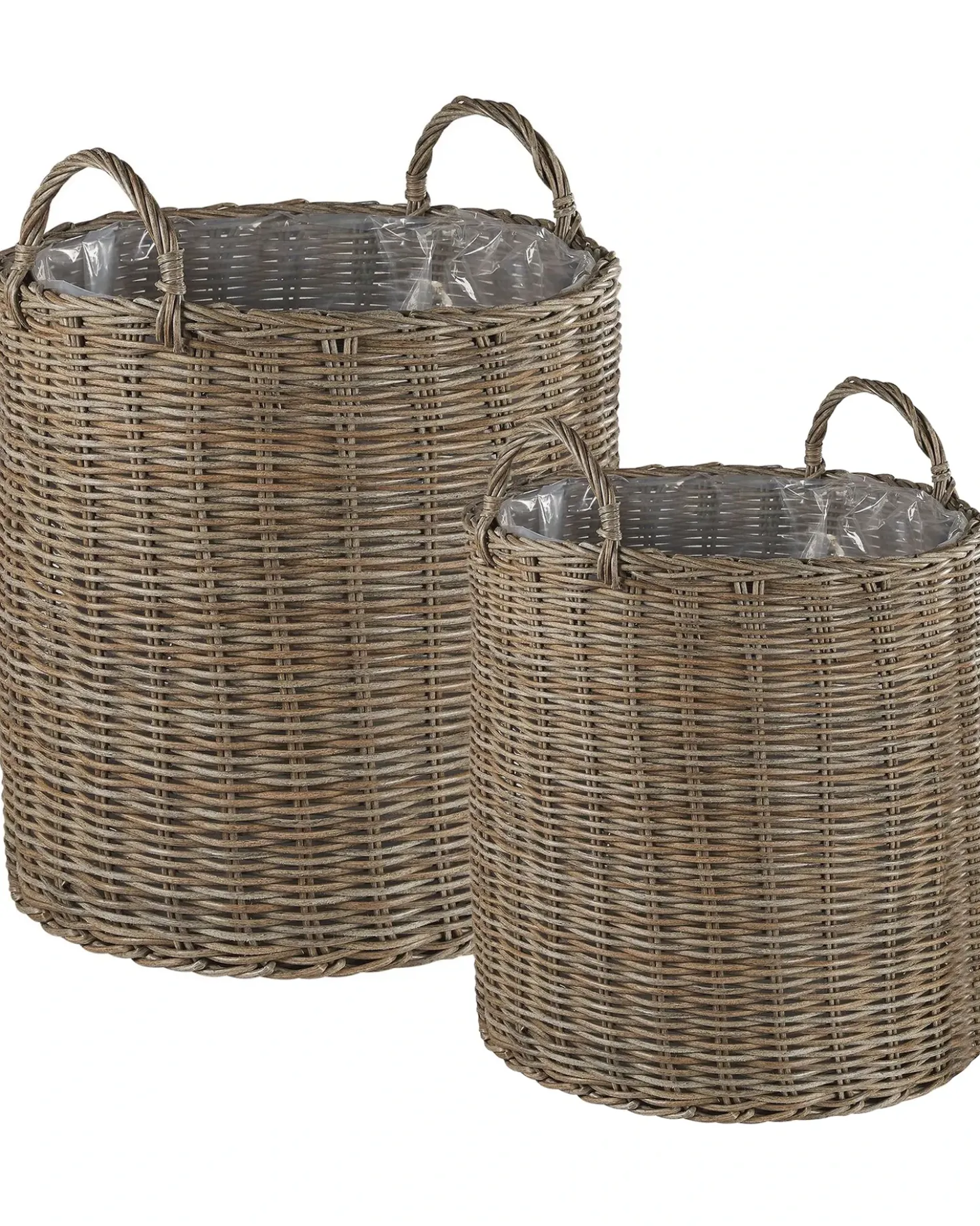 Set di 2 vasi da fiori in vimini BITOLA Rattan sintetico (PE) 40/48 cm Marrone