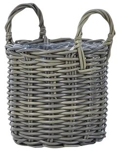 Set di 3 vasi da fiori in vimini NIKITI Rattan sintetico (PE) 29/35/40 cm Tortora