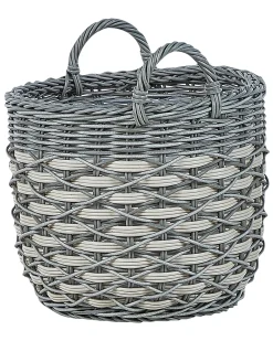 Set di 3 vasi da fiori in vimini GEFIRA Rattan sintetico (PE) 31/39/49 cm Grigio
