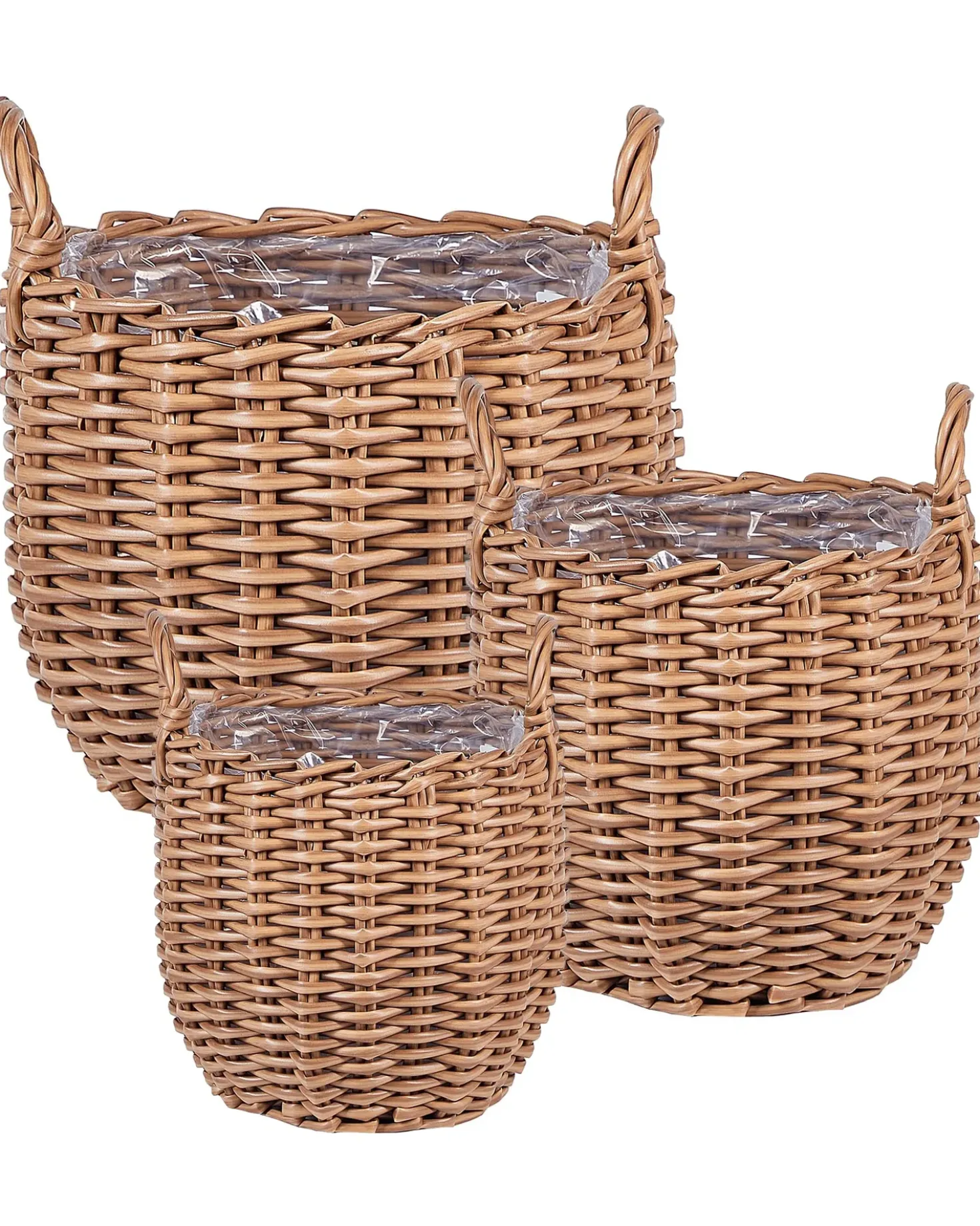 Set di 3 vasi da fiori in vimini AUCUBA 26/34/44 cm Marrone chiaro