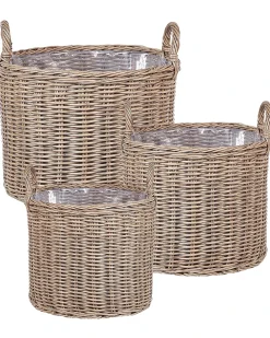 Set di 3 vasi da fiori in vimini PENDULA Rattan sintetico (PE) 33/37/45 cm Naturale