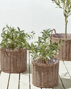 Set di 3 vasi da fiori in vimini PENDULA Rattan sintetico (PE) 33/37/45 cm Naturale