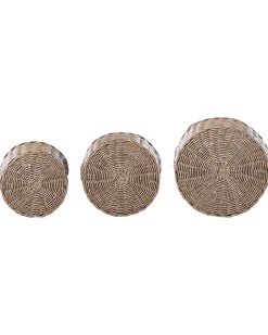 Set di 3 vasi da fiori in vimini PENDULA Rattan sintetico (PE) 33/37/45 cm Naturale