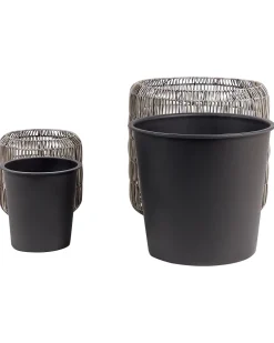 Set di 2 vasi per piante BRODIEA Rattan sintetico (PE) 26/45 cm Marrone chiaro