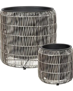 Set di 2 vasi per piante BRODIEA Rattan sintetico (PE) 26/45 cm Marrone chiaro