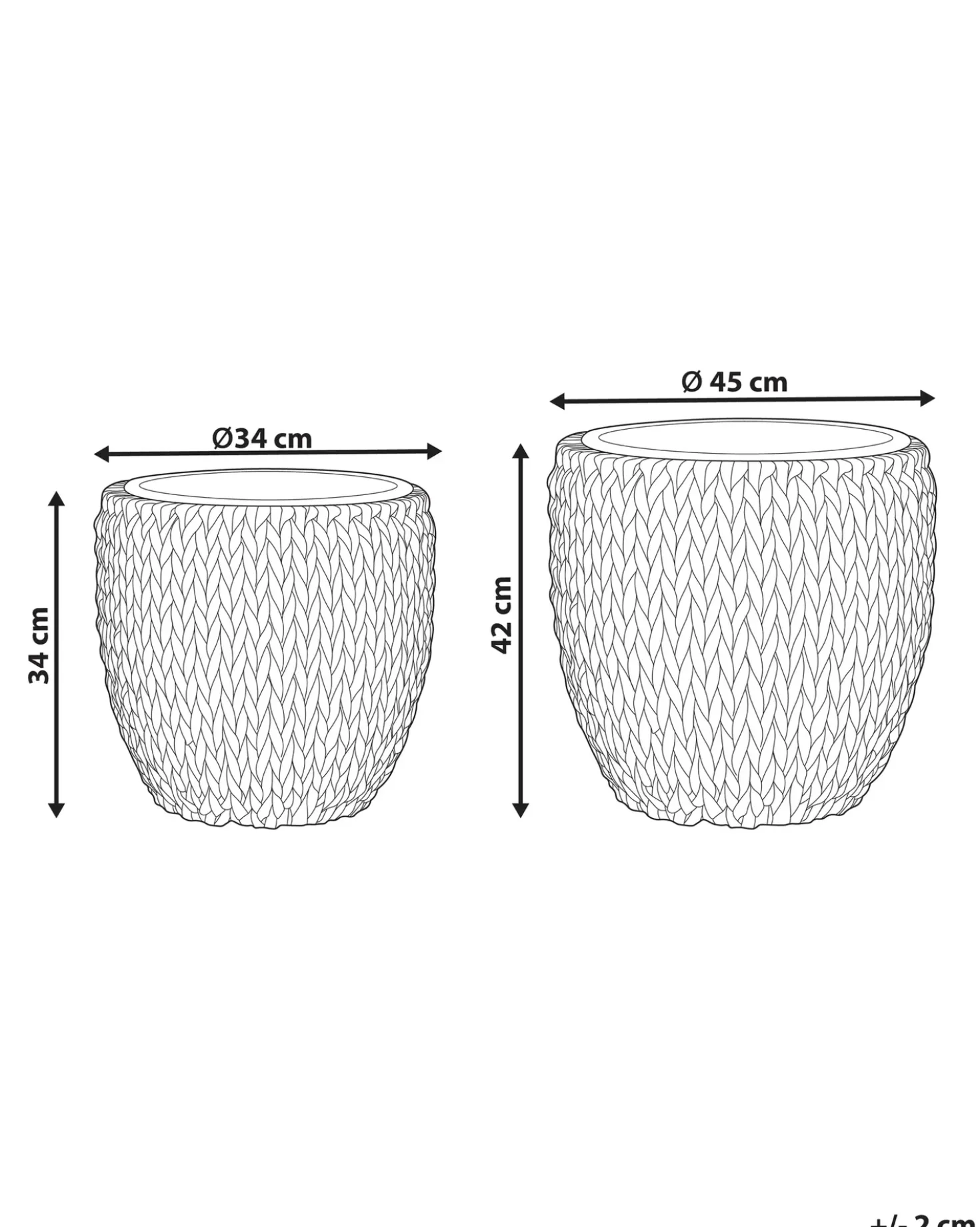 Set di 3 vasi per piante BERBERIS Rattan sintetico (PE) 34/45 cm Marrone scuro