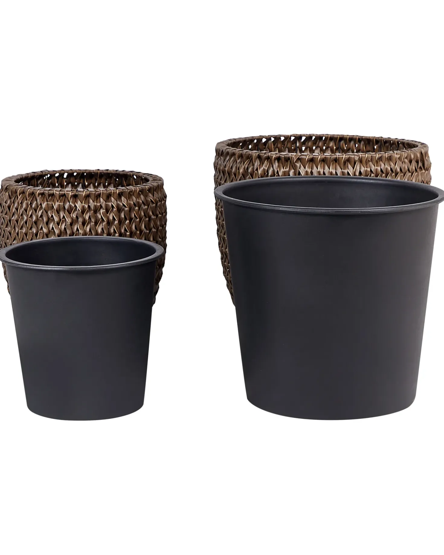 Set di 3 vasi per piante BERBERIS Rattan sintetico (PE) 34/45 cm Marrone scuro