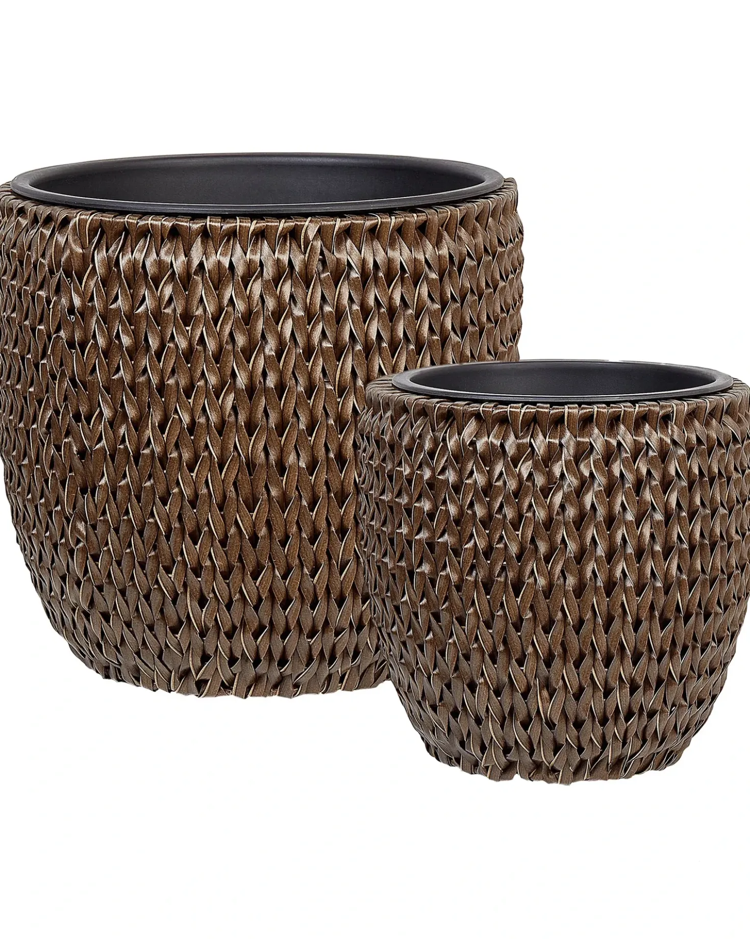Set di 3 vasi per piante BERBERIS Rattan sintetico (PE) 34/45 cm Marrone scuro
