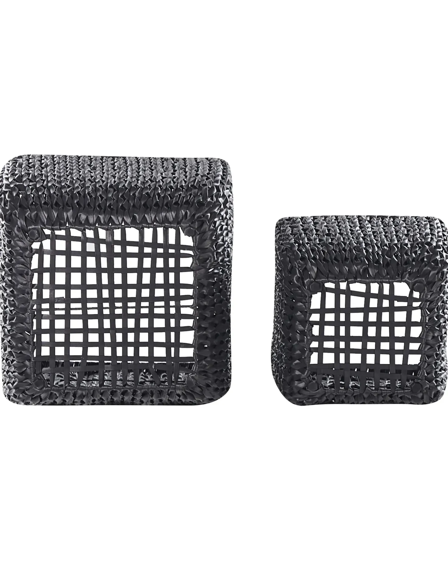 Set di 2 vasi per piante BERBERIS Rattan sintetico (PE) 34/45 cm Nero