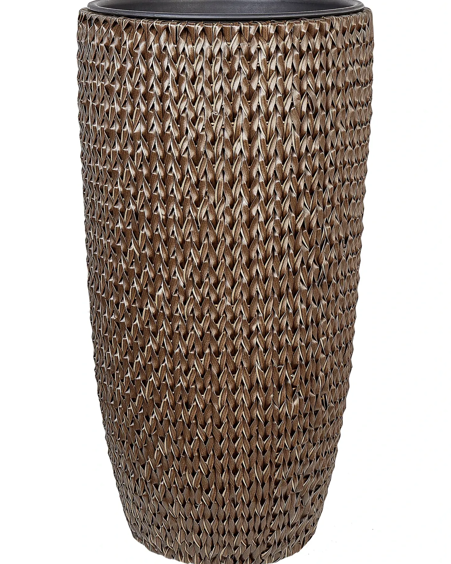Set di 2 vasi per piante CEDRUS Rattan sintetico (PE) 37/45 cm Marrone
