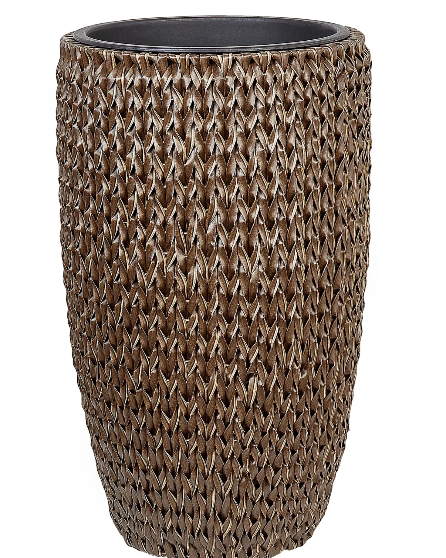 Set di 2 vasi per piante CEDRUS Rattan sintetico (PE) 37/45 cm Marrone
