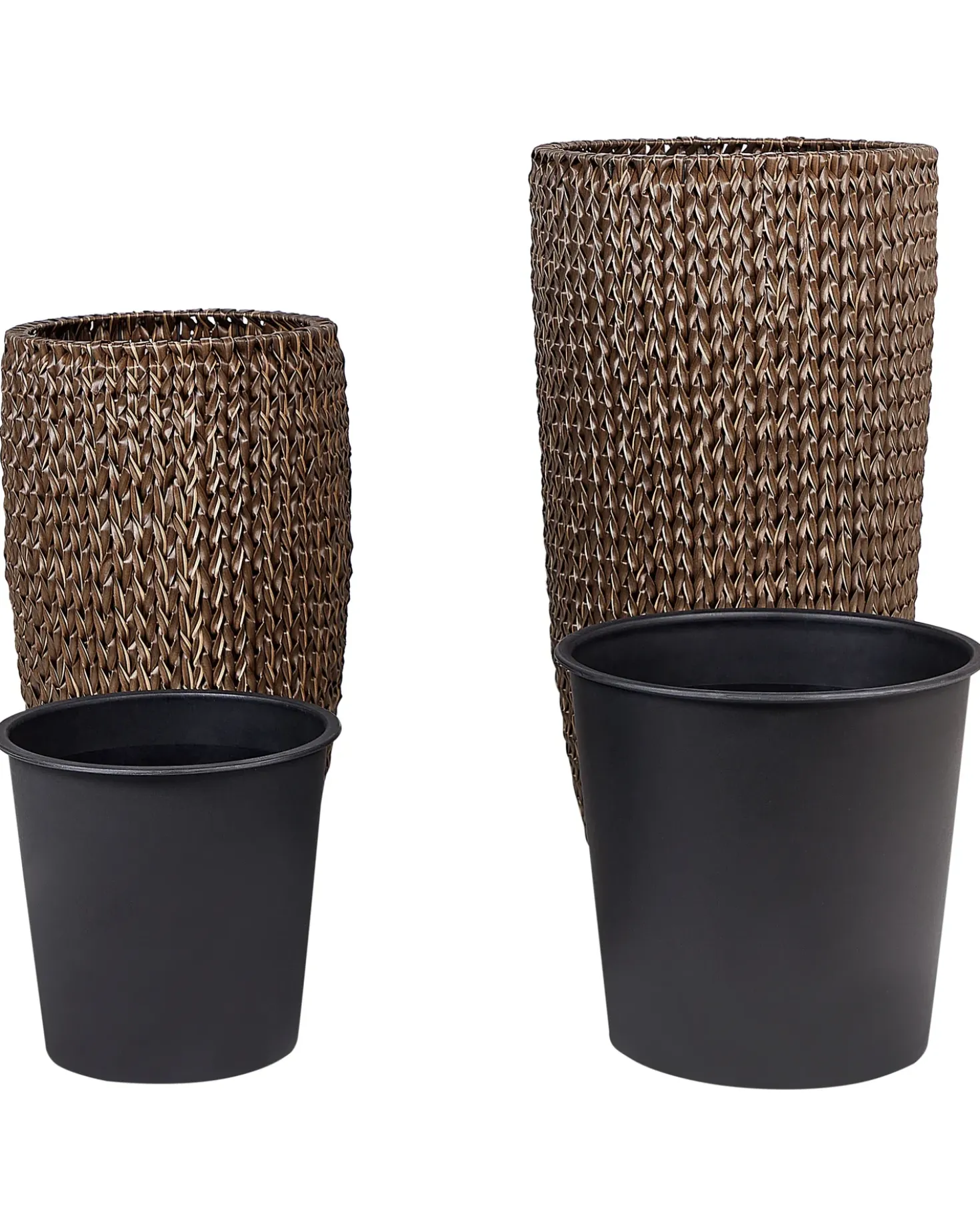 Set di 2 vasi per piante CEDRUS Rattan sintetico (PE) 37/45 cm Marrone