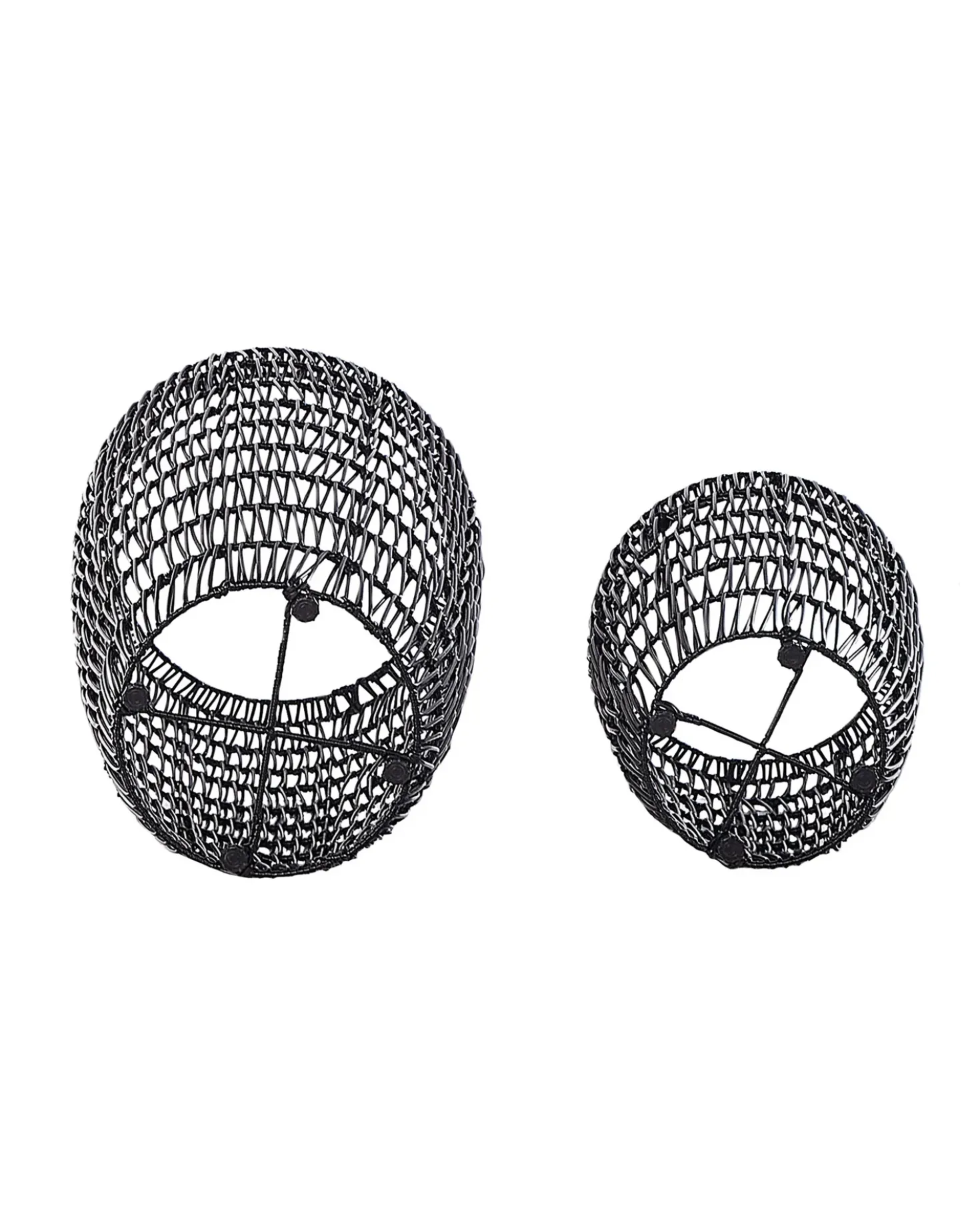 Set di 2 vasi per piante CHELONE Rattan sintetico (PE) 26/34 cm Nero