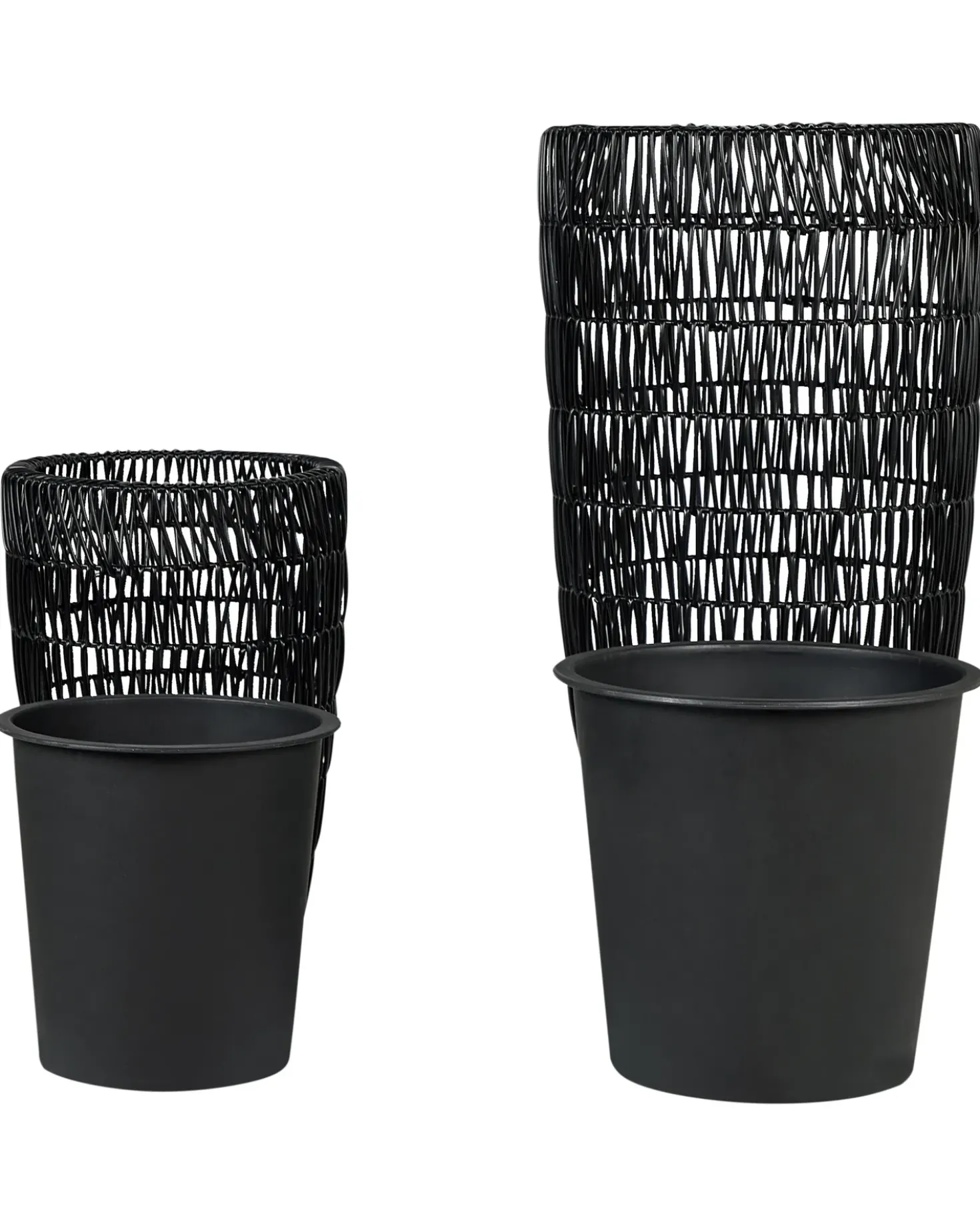Set di 2 vasi per piante CHELONE Rattan sintetico (PE) 26/34 cm Nero