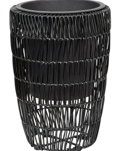 Set di 2 vasi per piante CHELONE Rattan sintetico (PE) 26/34 cm Nero