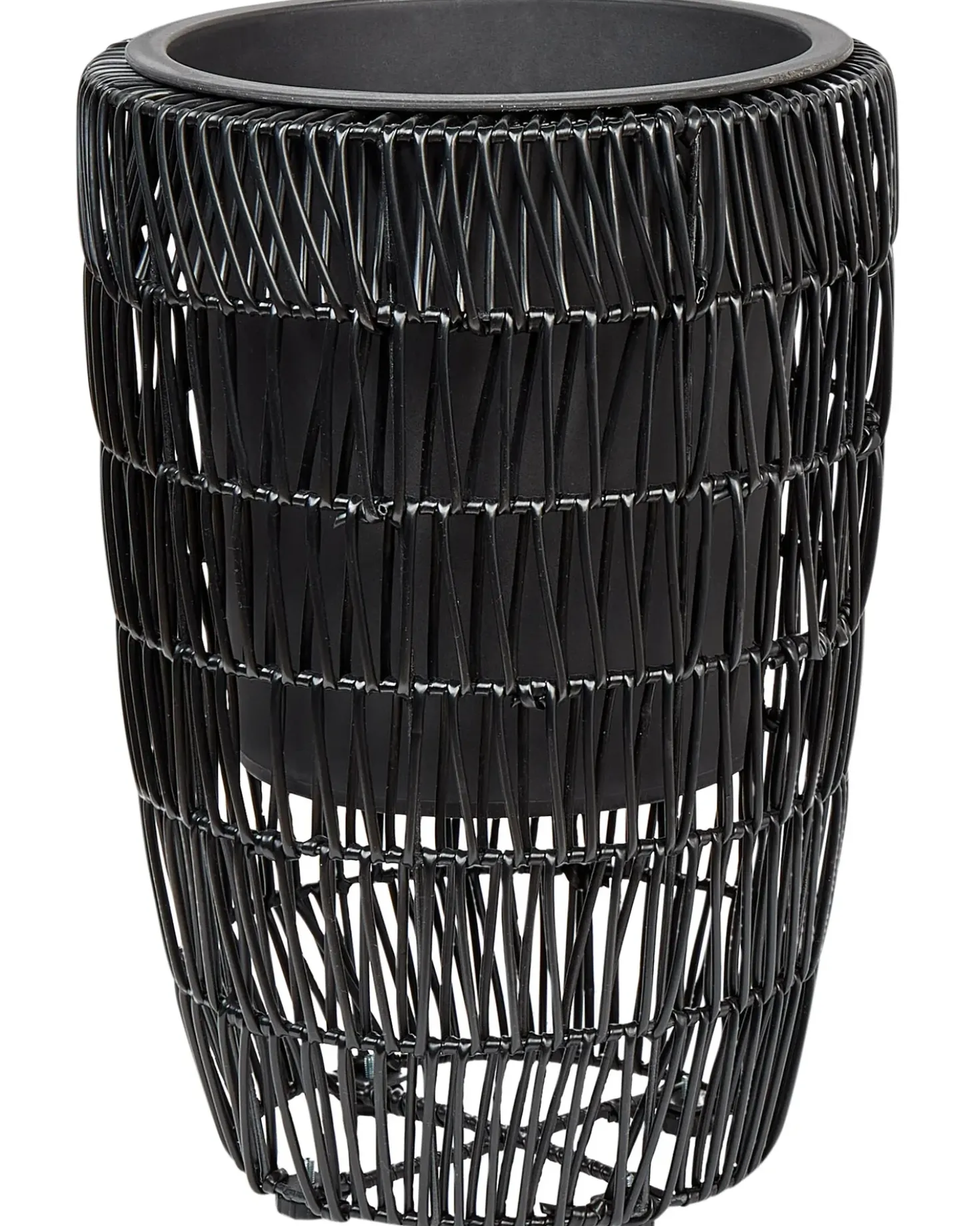 Set di 2 vasi per piante CHELONE Rattan sintetico (PE) 26/34 cm Nero