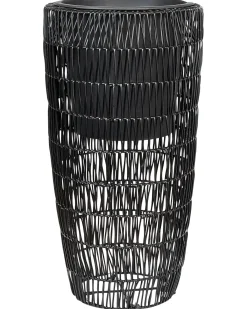 Set di 2 vasi per piante CHELONE Rattan sintetico (PE) 26/34 cm Nero