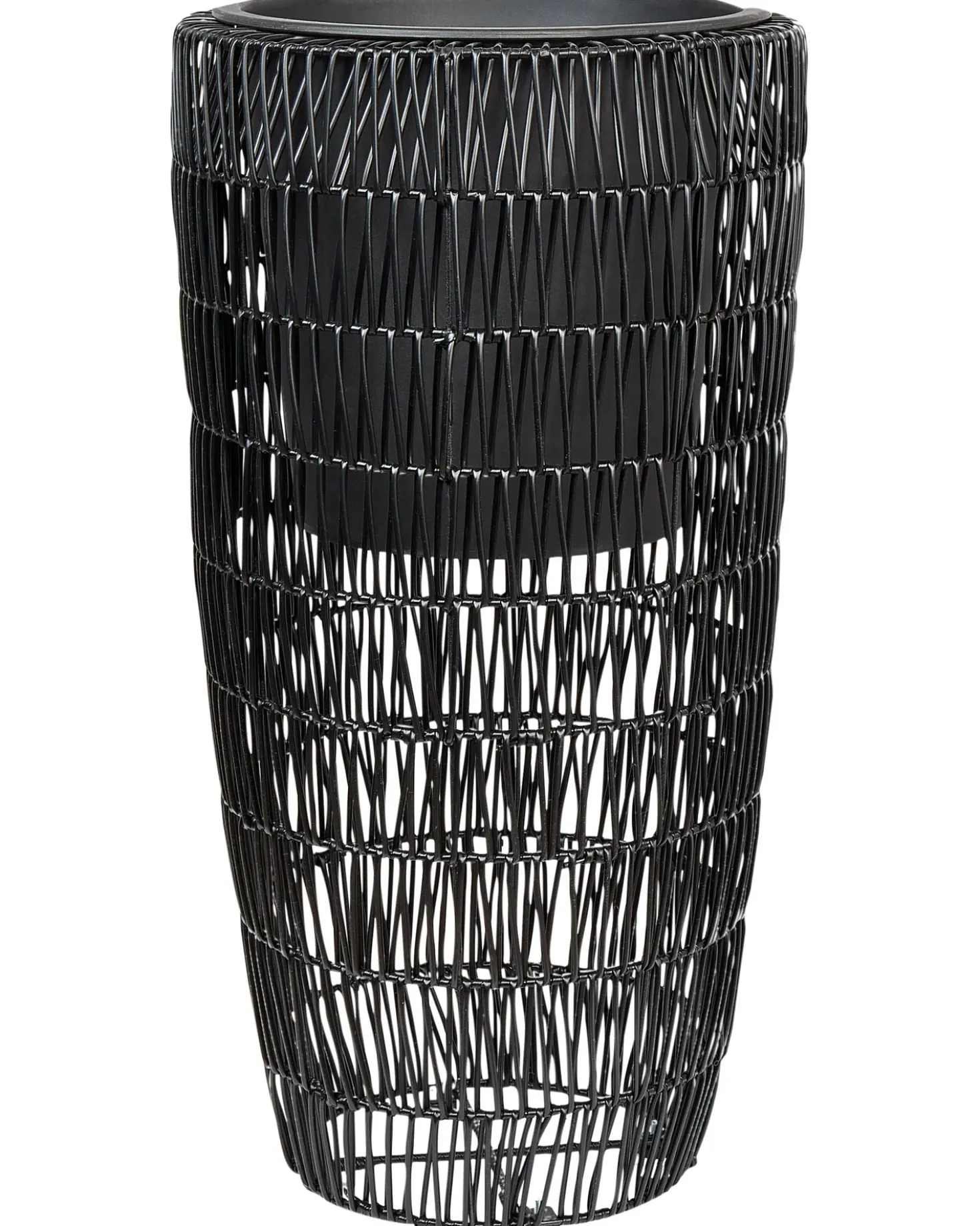 Set di 2 vasi per piante CHELONE Rattan sintetico (PE) 26/34 cm Nero