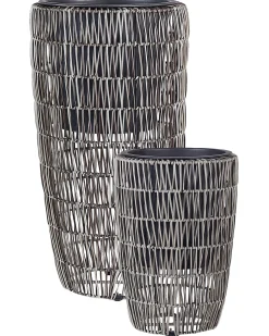 Set di 2 vasi per piante CHELONE Rattan sintetico (PE) 26/34 cm Marrone