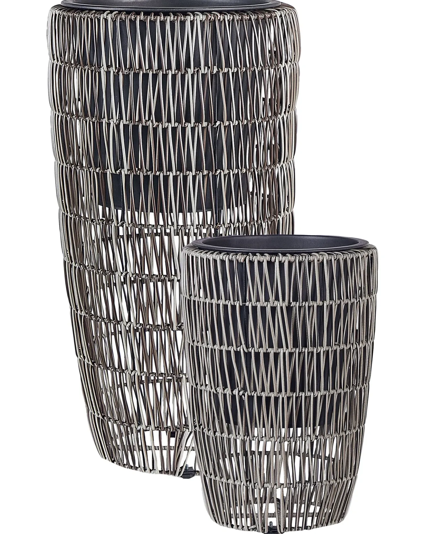 Set di 2 vasi per piante CHELONE Rattan sintetico (PE) 26/34 cm Marrone