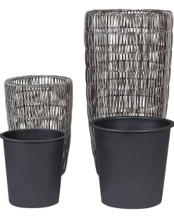 Set di 2 vasi per piante CHELONE Rattan sintetico (PE) 26/34 cm Marrone