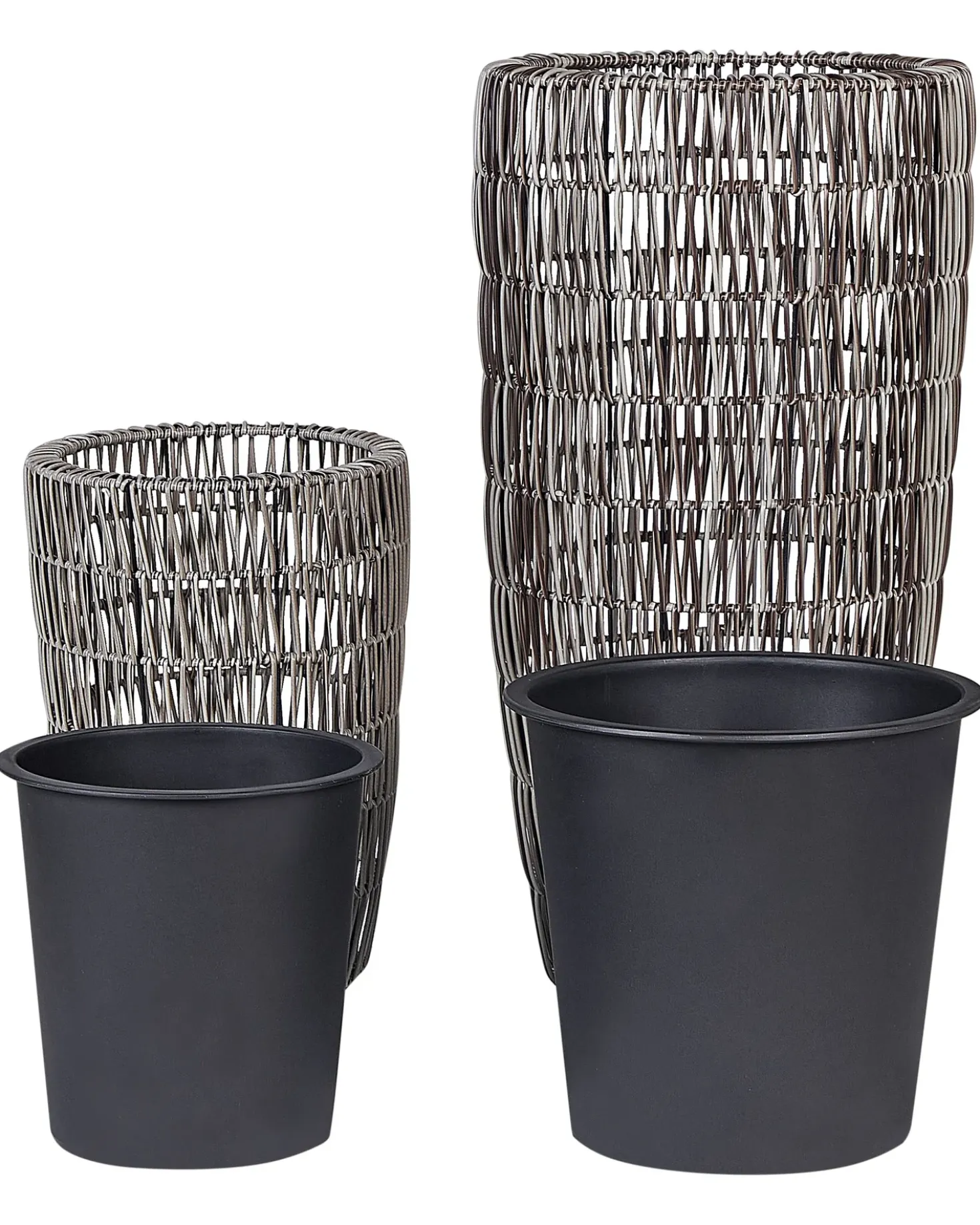 Set di 2 vasi per piante CHELONE Rattan sintetico (PE) 26/34 cm Marrone