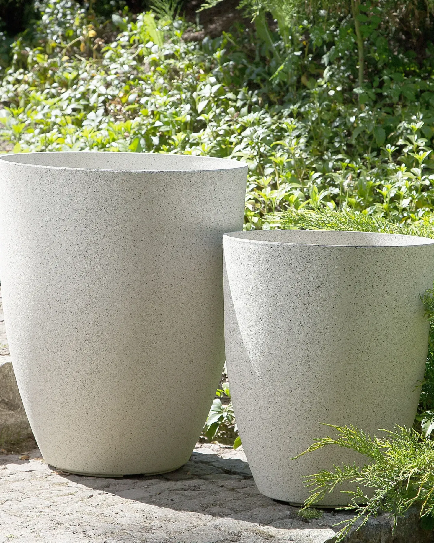 Set di 2 vasi per piante CROTON 35 cm Bianco sporco